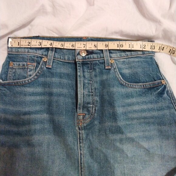7 For All Mankind distressed denim mini skirt sz 25 - Picture 7 of 10